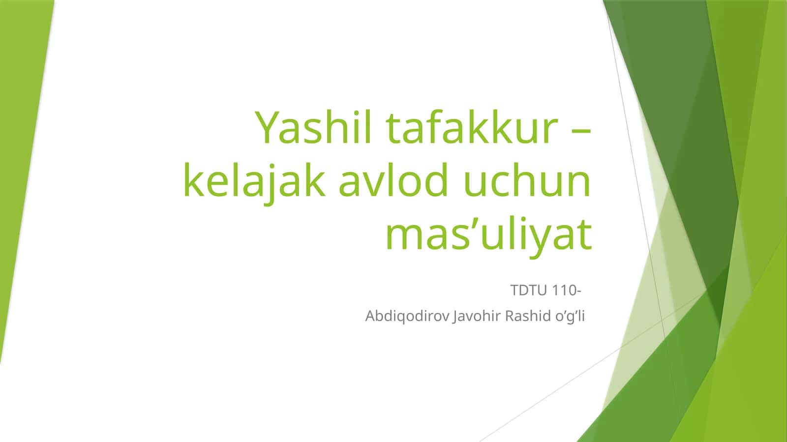Yashil tafakkur – kelajak avlod uchun masʼuliyat 1