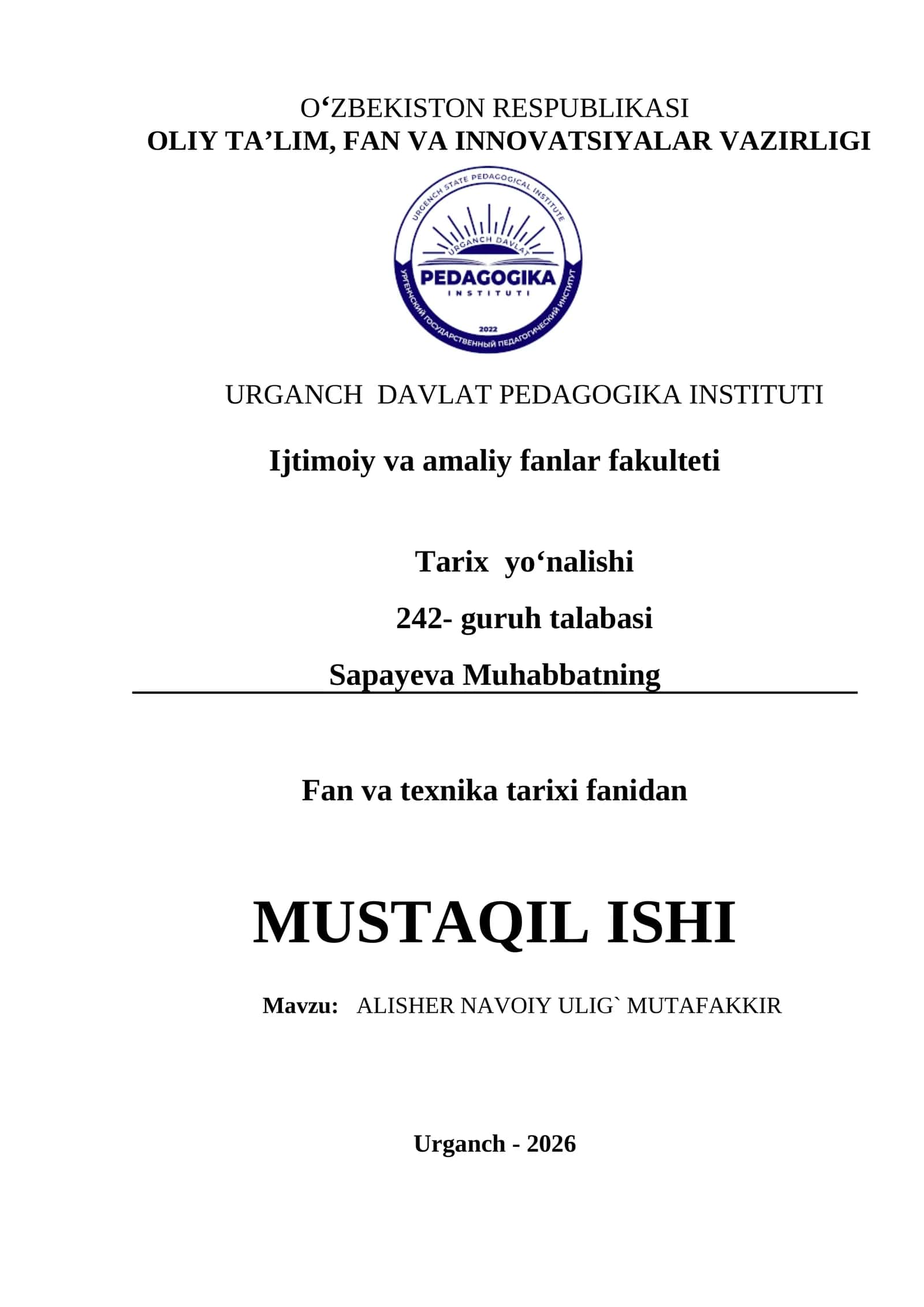Аlishеr Nаvоiy ulig' Mutaаkir 1