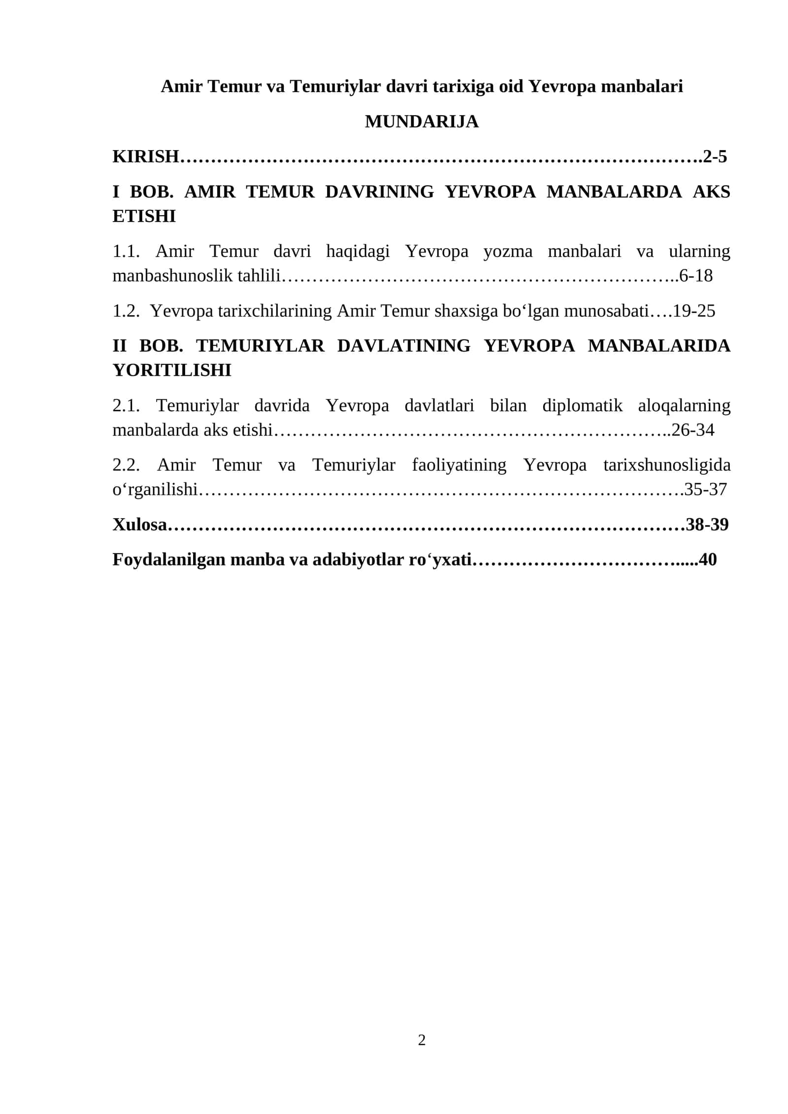 Amir Temur va Temuriylar davri tarixiga oid Yevropa manbalari 1