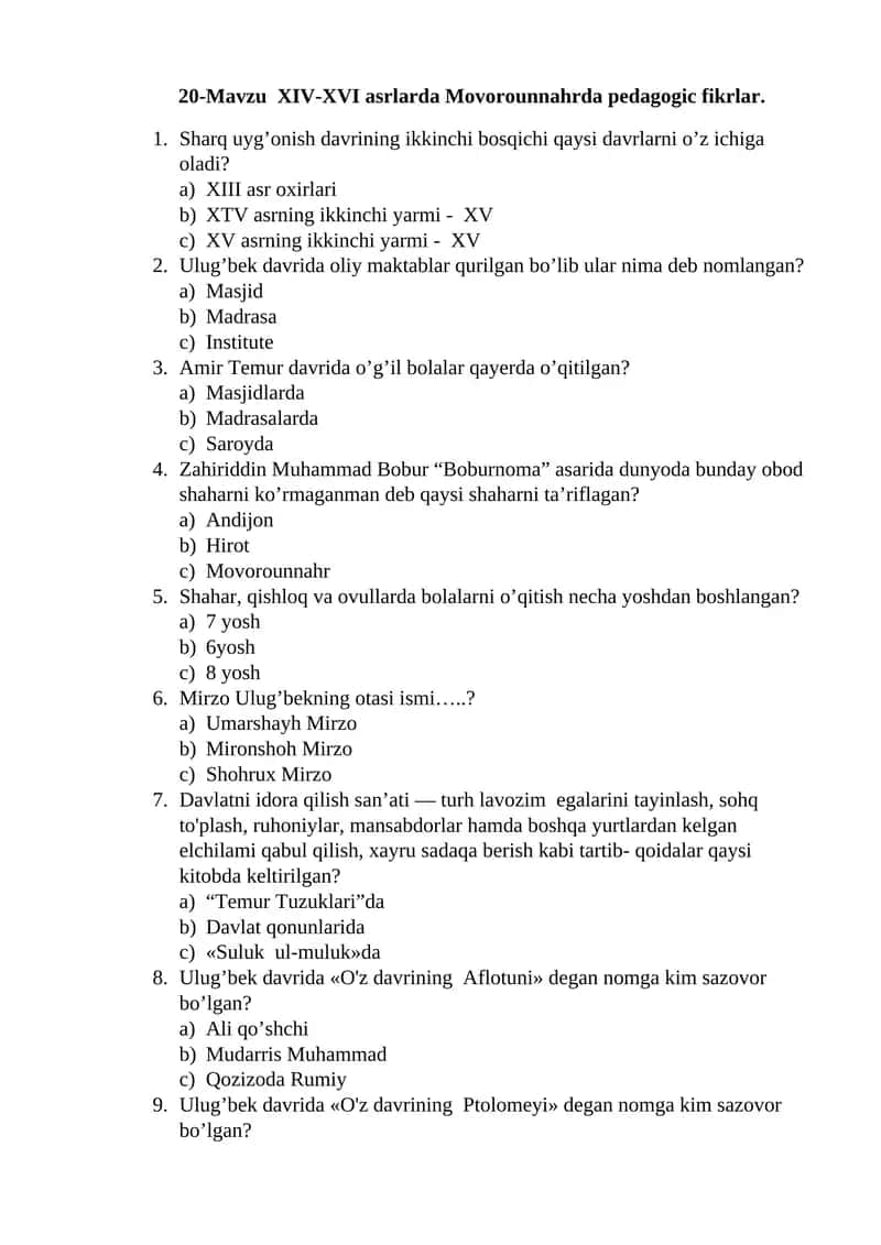 XIV-XVI asrlarda Movorounnahrda pedagogic fikrlar 1