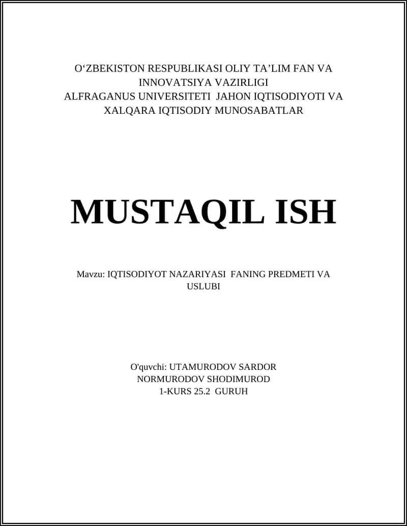 Iqtisodiyot Nazariyasi 1