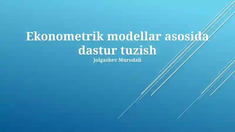 Ekonometrik modellar asosida dastur tuzish