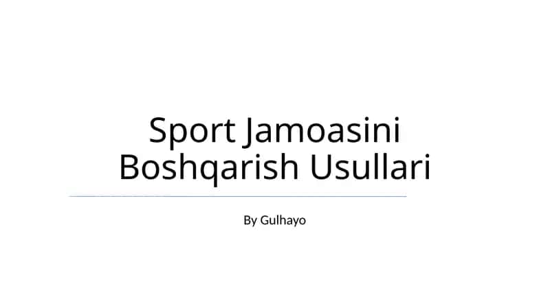 Sport Jamoasini Boshqarish Usullari 1