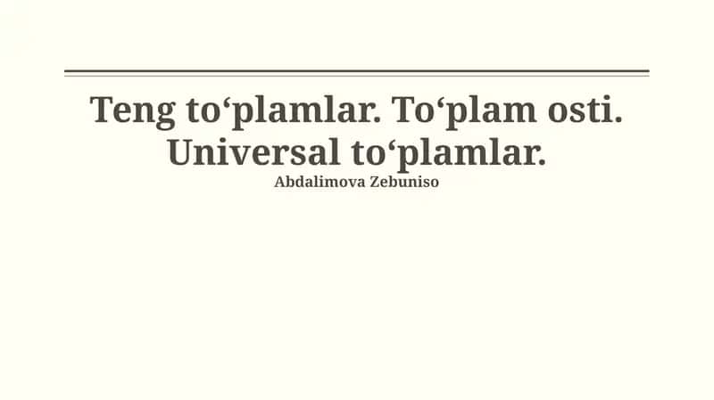 Umumiy to'plamlar 1
