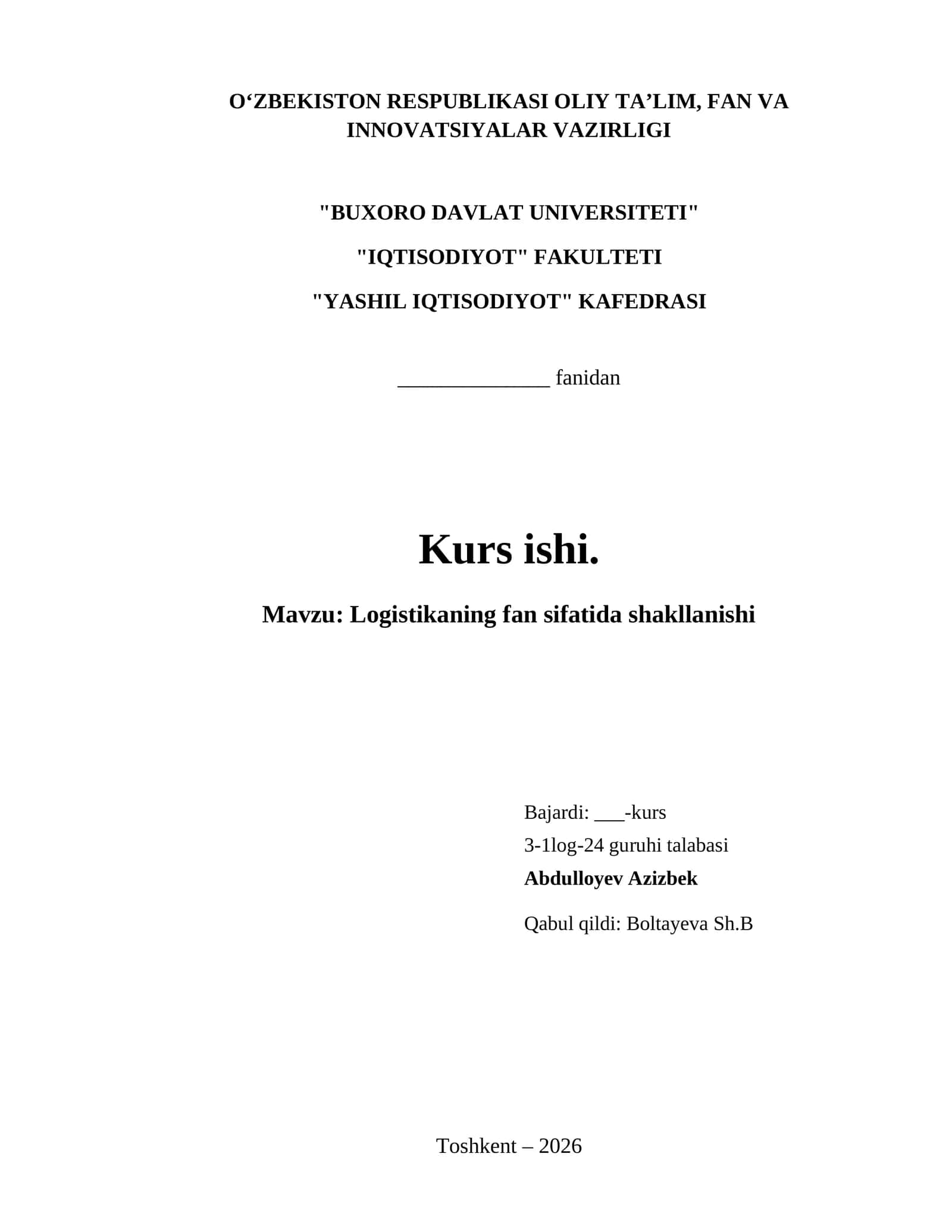 Logistikaning fan sifatida shakllanishi 1