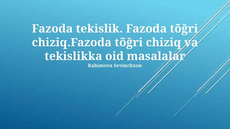 Fazoda tekislik 1