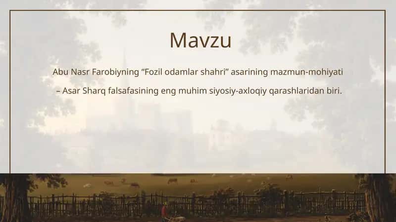 Abu Nasr Farobiyning “Fozil odamlar shahri” asarining mazmun-mohiyati 1