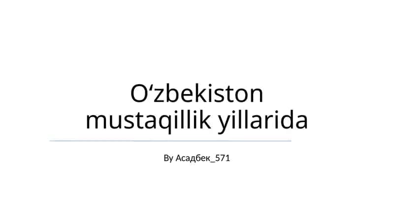 Oʻzbekiston mustaqillik yillarida 1