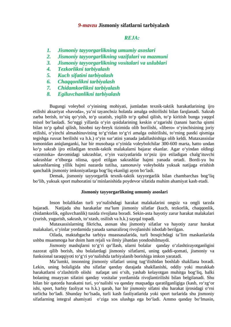 9-mavzu Jismoniy sifatlarni tarbiyalash 1