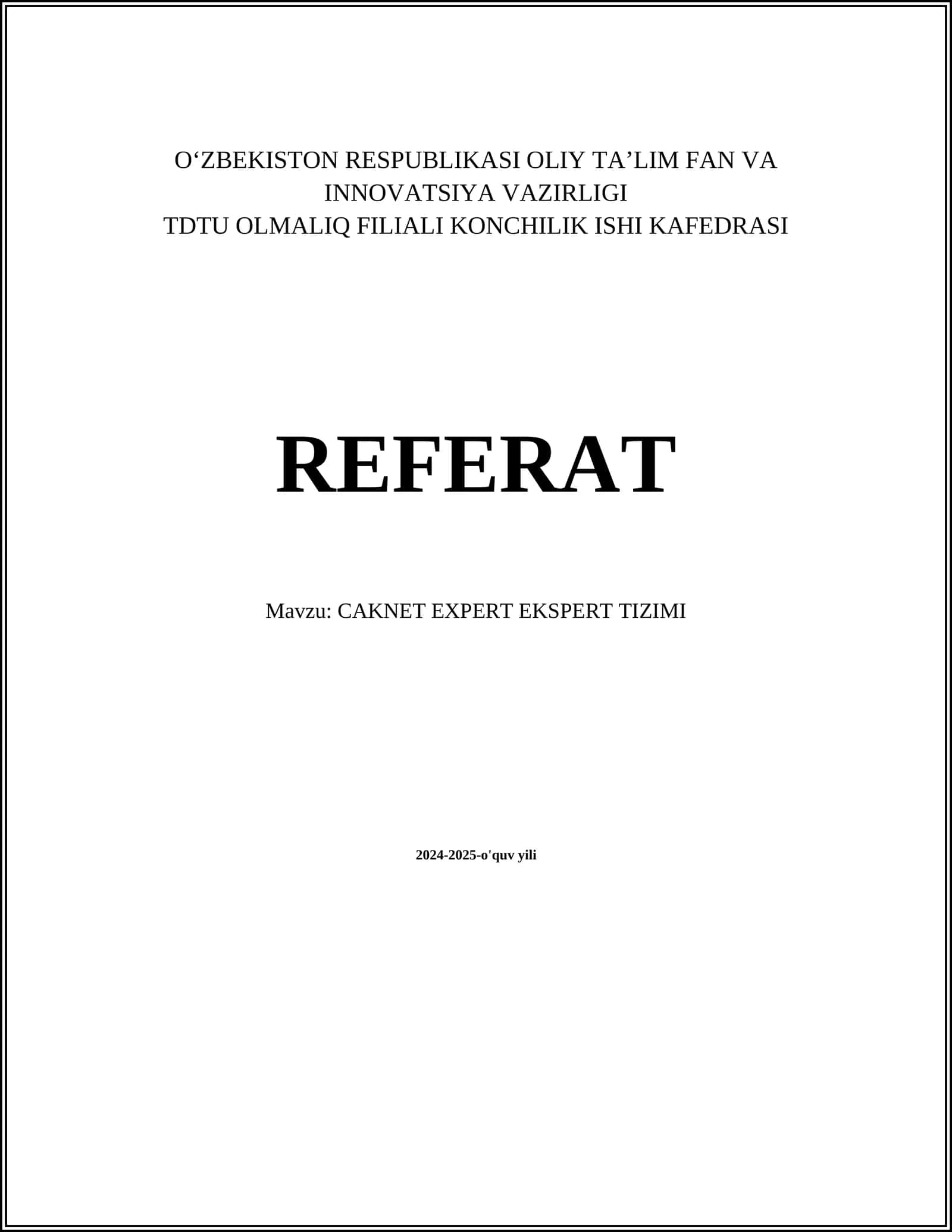 CAKNET EXPERT EKSPERT TIZIMI 1