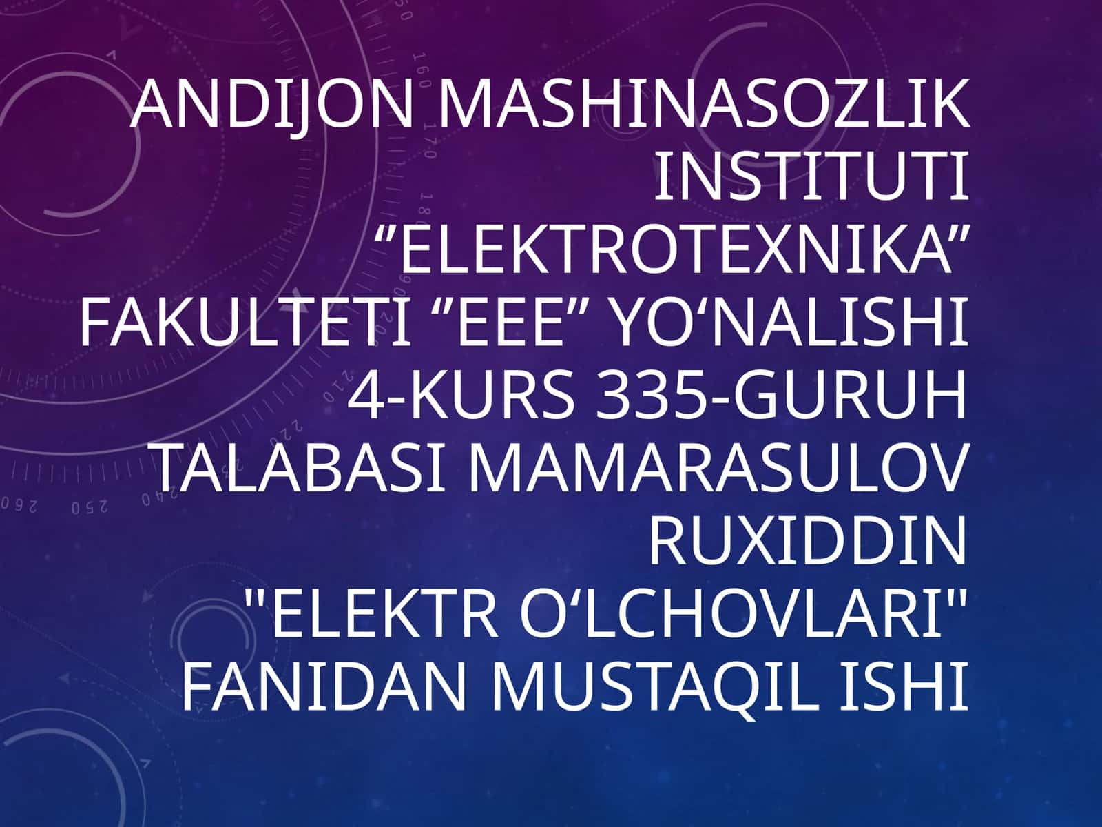 Elektro‘lchovlari 1