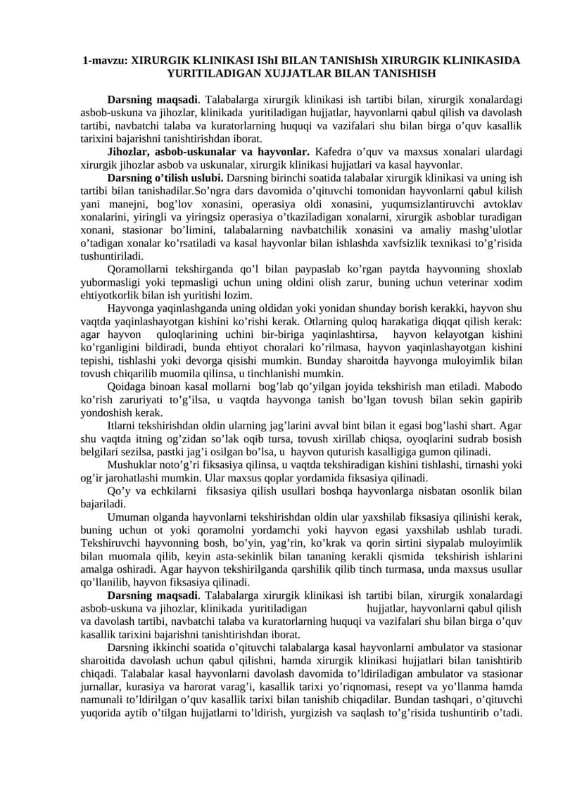 XIRURGIK KLINIKASI IShI BILAN TANIShISh 1