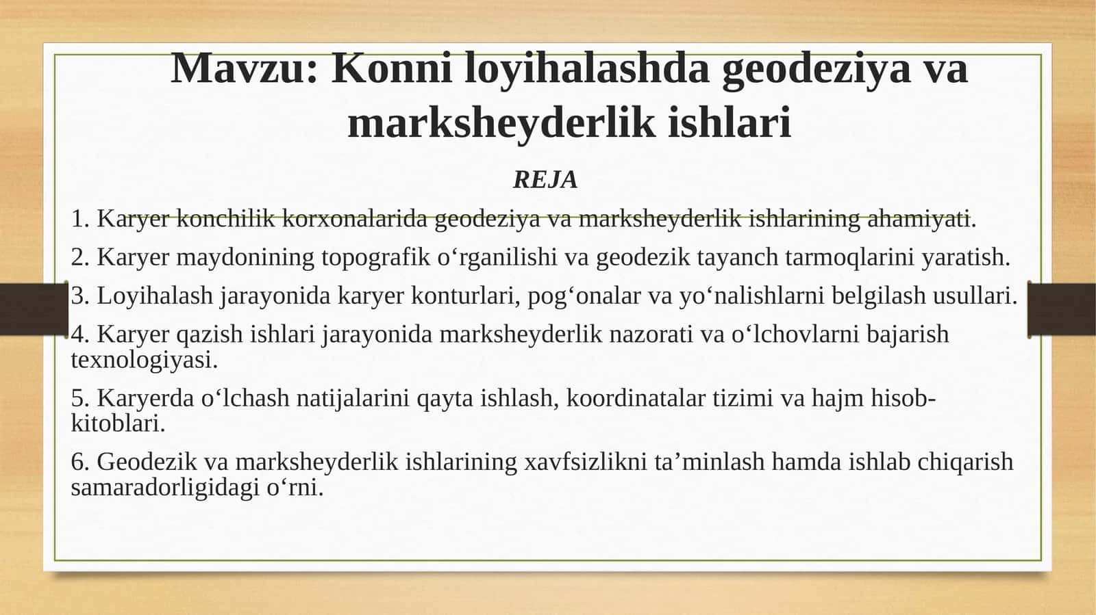 Konni loyihalashda geodeziya va marksheyderlik ishlari 1
