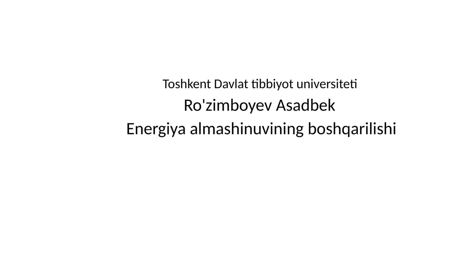 Energiya almashinuvining boshqarilishi 1