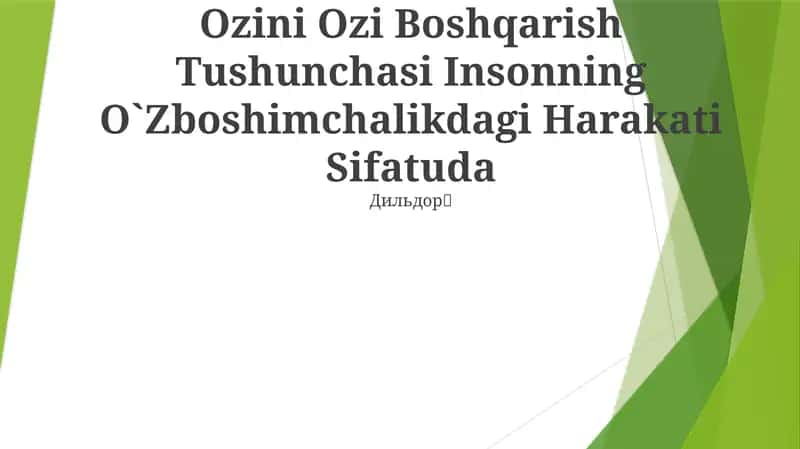 O'zini O'zi Boshqarish Tushunchasi 1