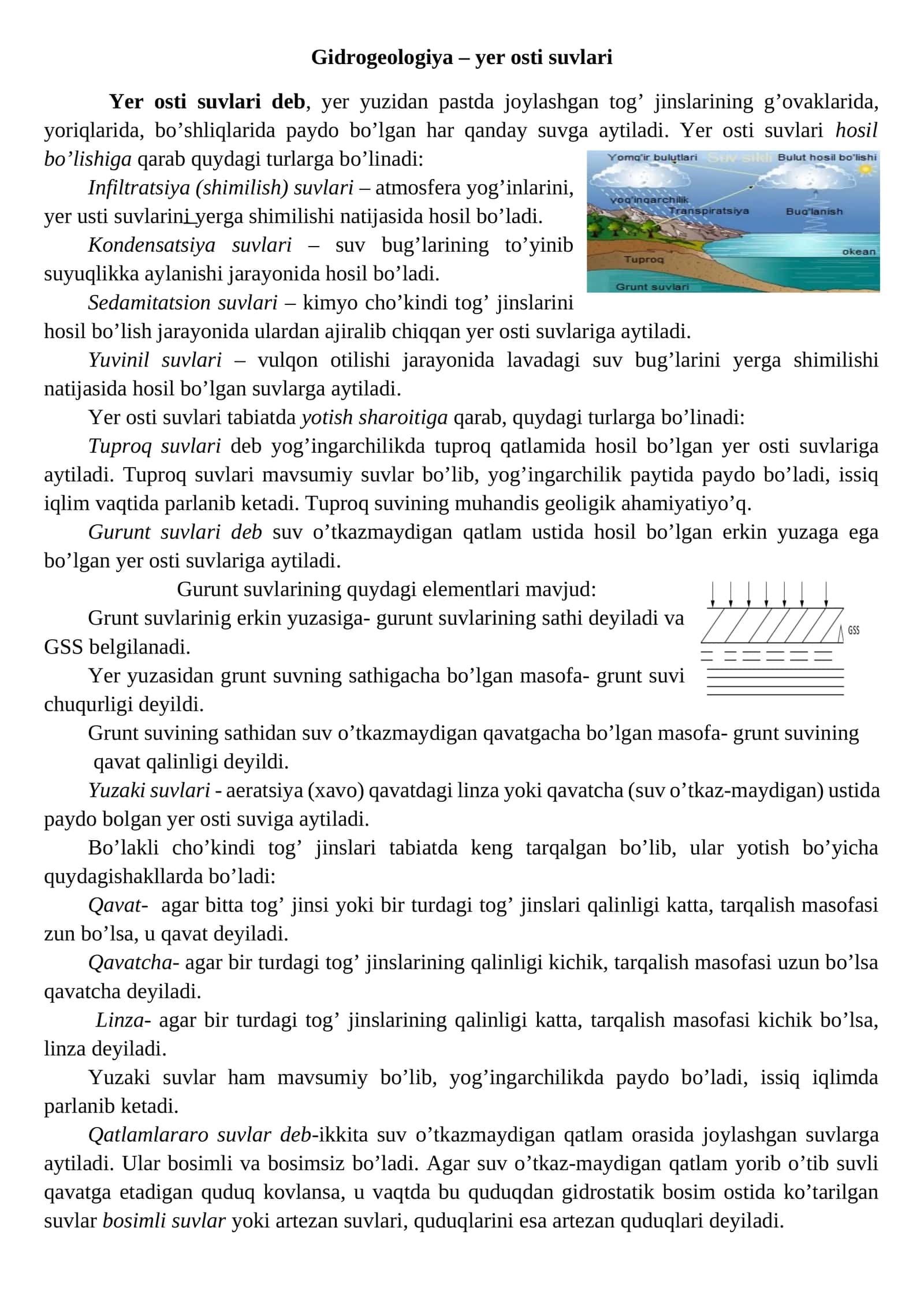 Gidrogeologiya – yer osti suvlari 1