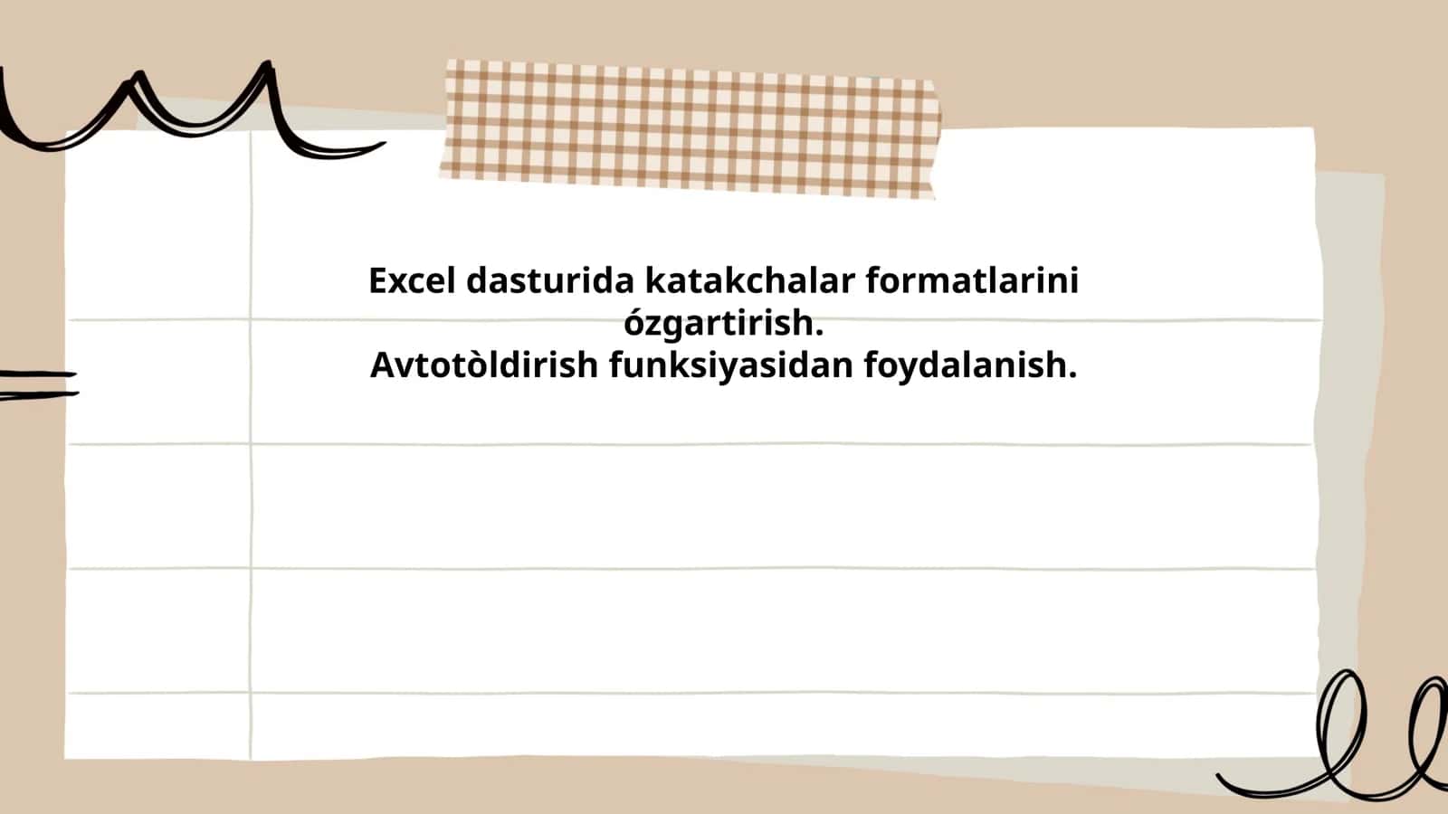 Excel dasturida katakcha formati sozlash 1