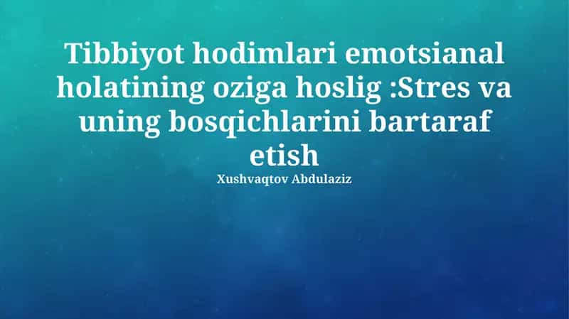 Stressning Fiziologik Ta'siri 1