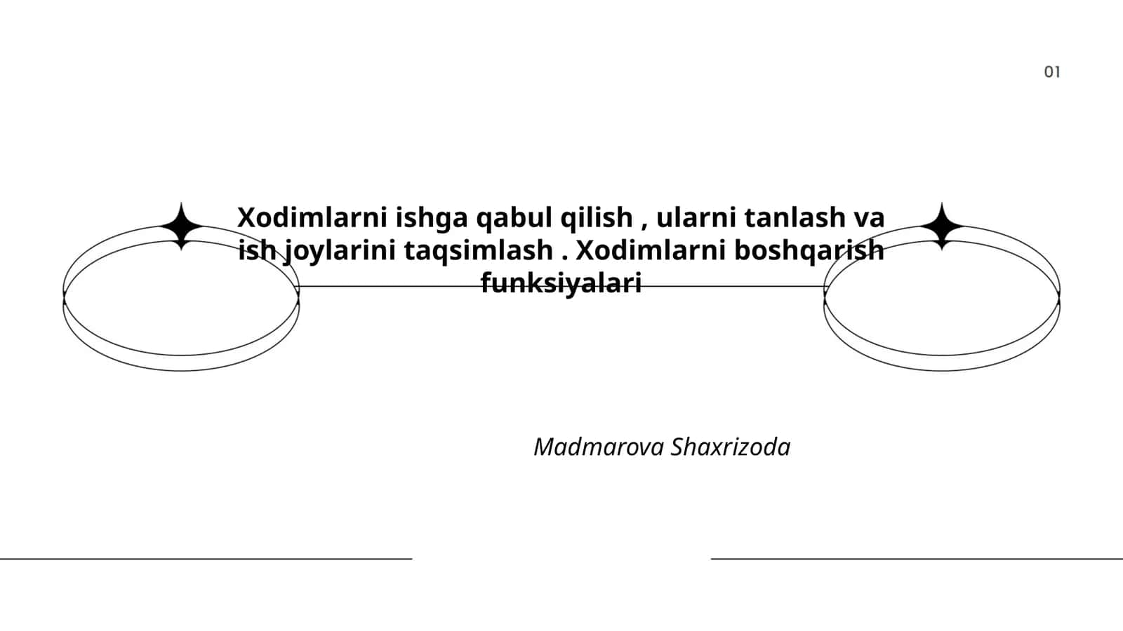 Xodimlarni ishga qabul qilish, ularni tanlash va ish joylarini taqsimlash. Xodimlarni boshqarish funksiyalari 1
