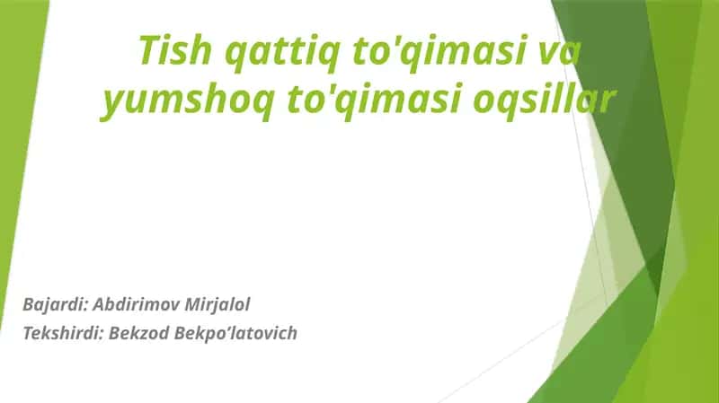 Tish qattiq to'qimasi va yumshoq to'qimasi oqsillar 1