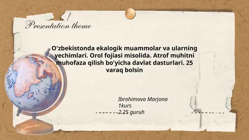 O'zbekistonda ekalogik muammolar va ularning yechimlari 1