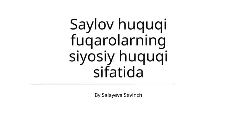 Ovoz Berish Huquqini Amalga Oshirish va Himoya Qilish 1