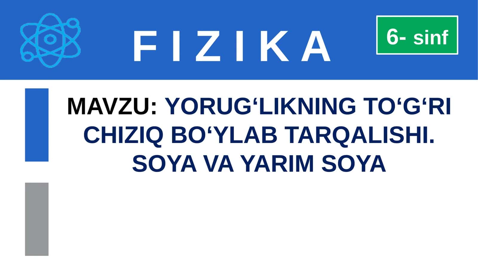 YORUG‘LIKNING TO‘G‘RI CHIZIQ BO‘YLAB TARQALISHI 1