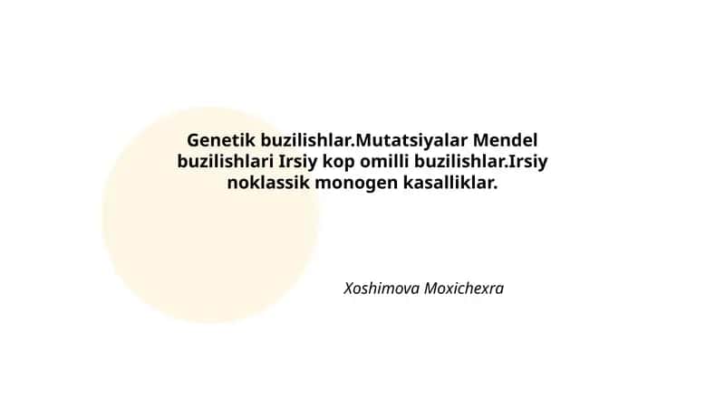 Genetik buzilishlar 1