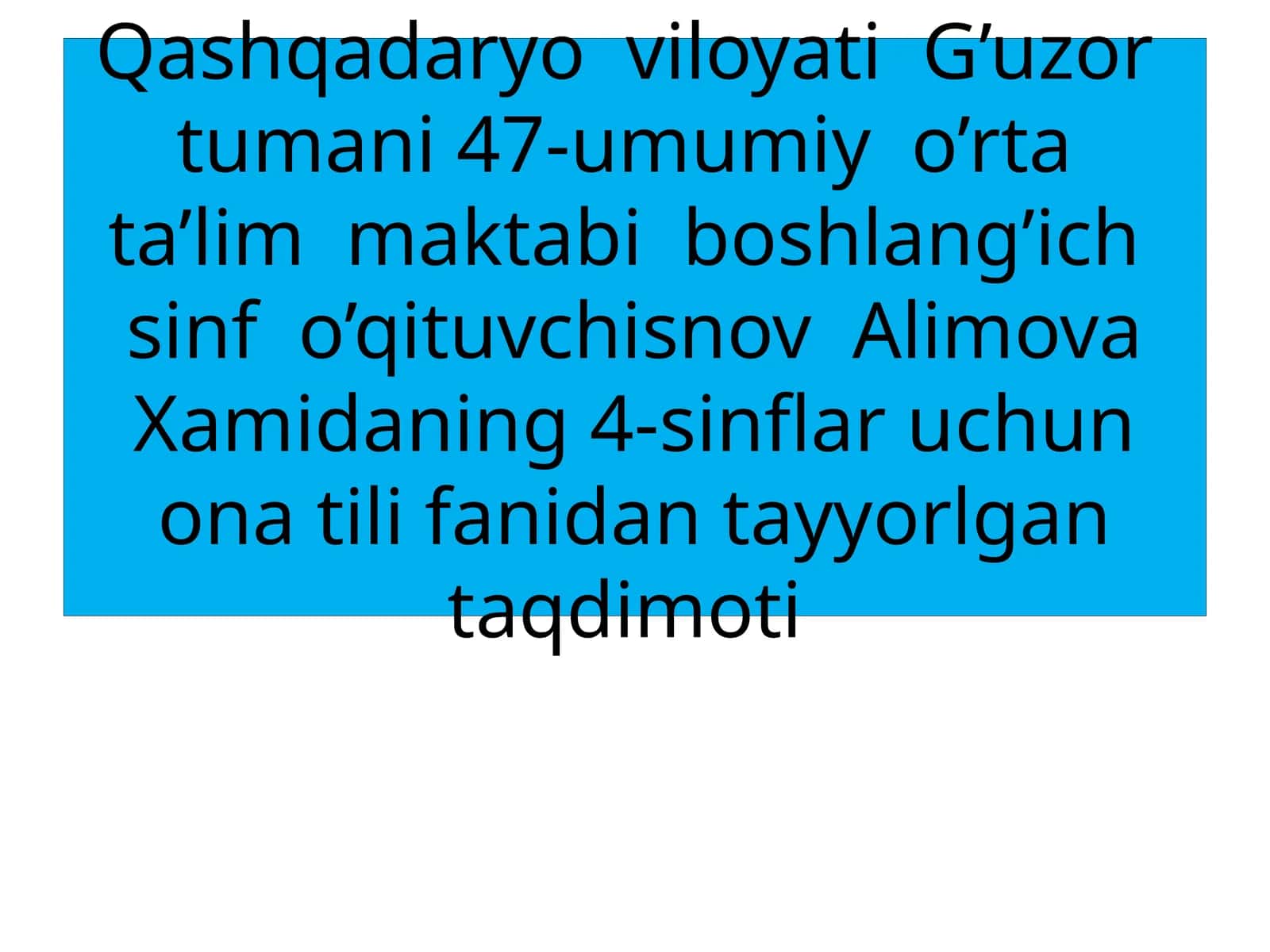 4-sinf Ona tili fanidan dars ishlanma. So'z tarkibi 1