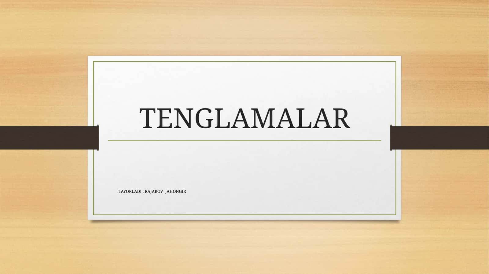 Tenglama Sistemasi 1