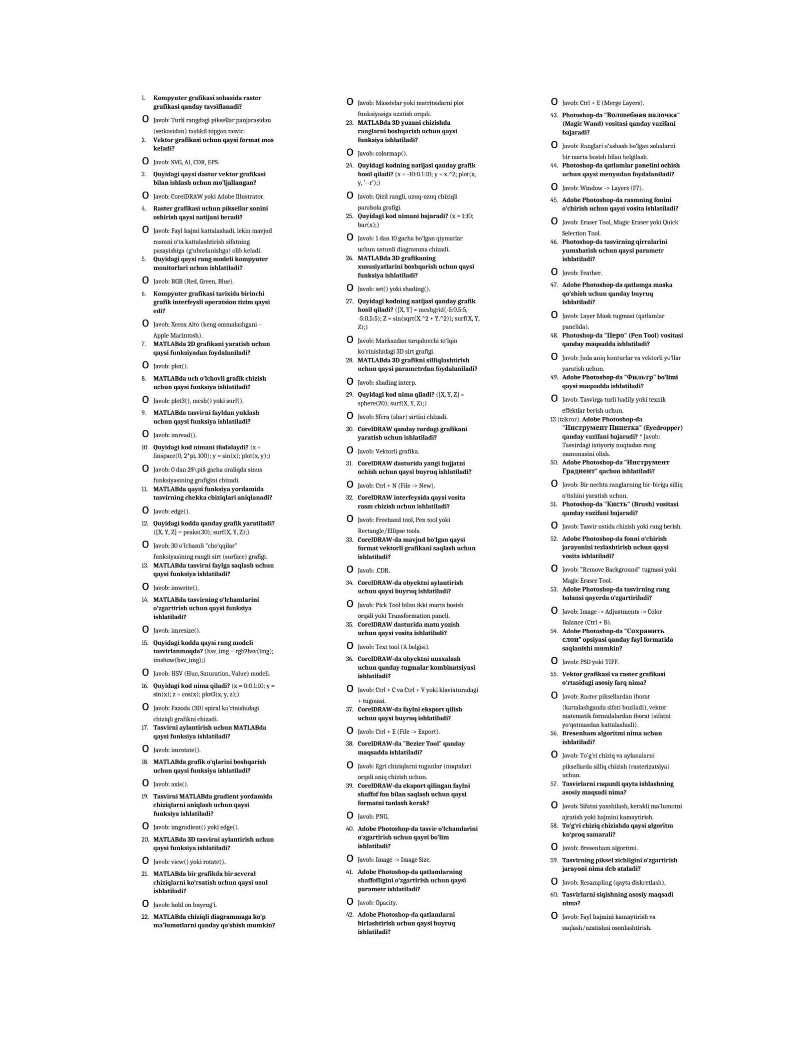 MATLABda uch o‘lchovli grafik chizish 1