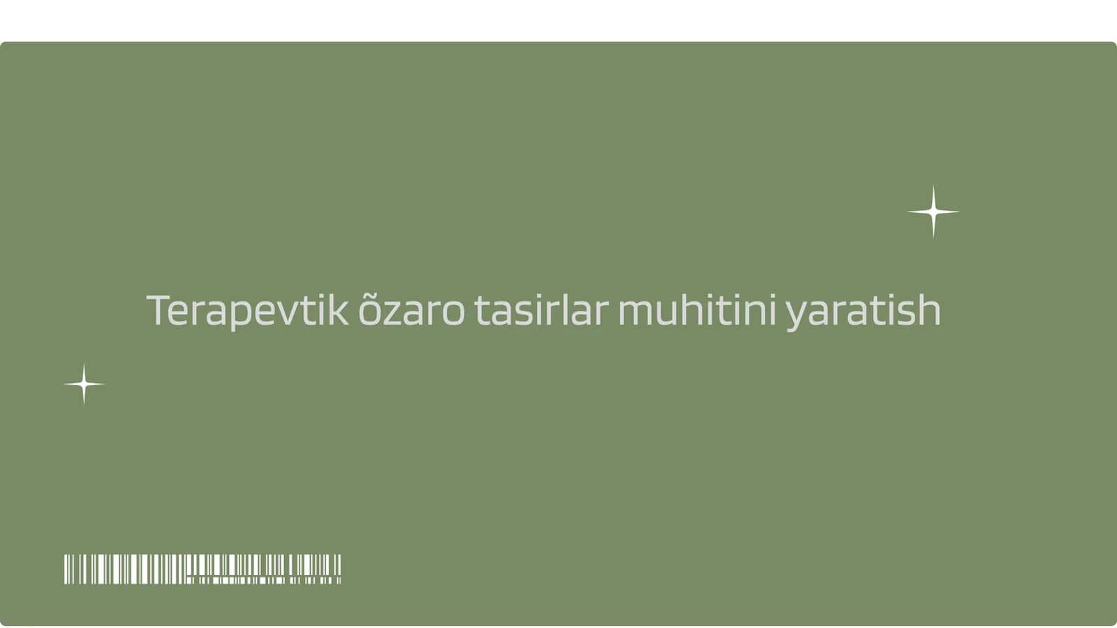 Terapevtik muhitni yaratish 1
