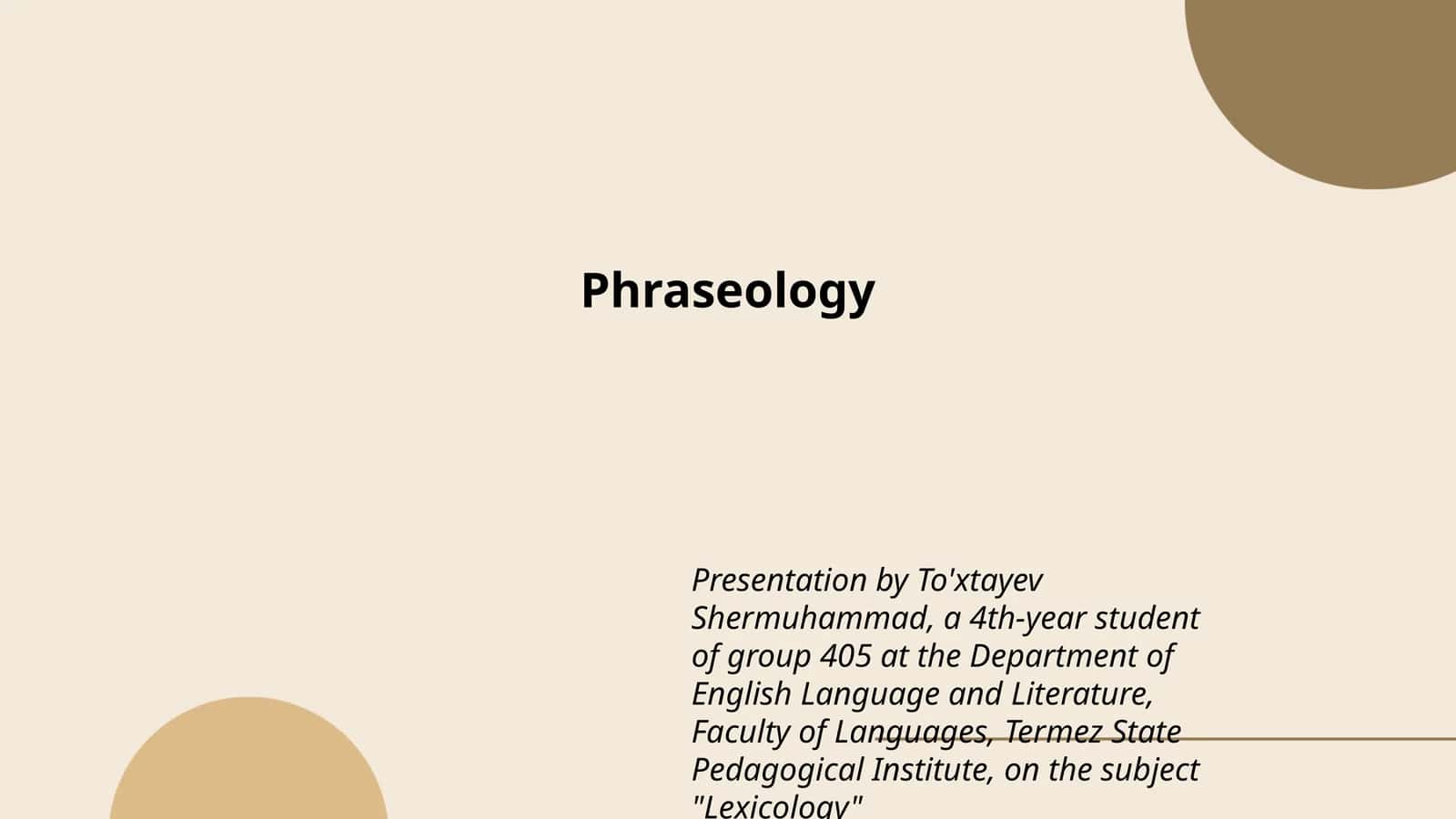 Phraseology 1
