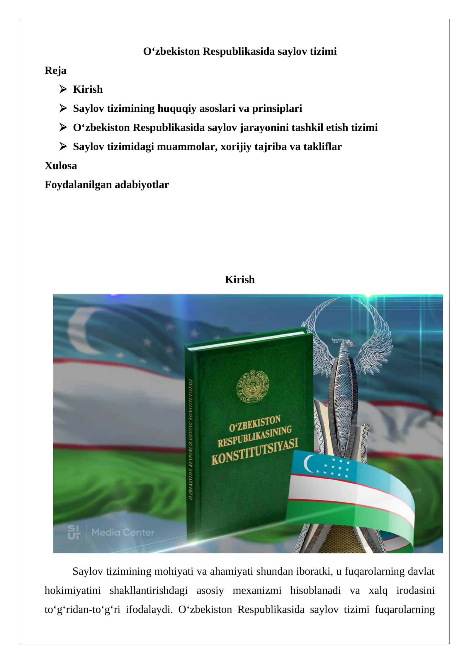 O‘zbekiston Respublikasida saylov tizimi 1