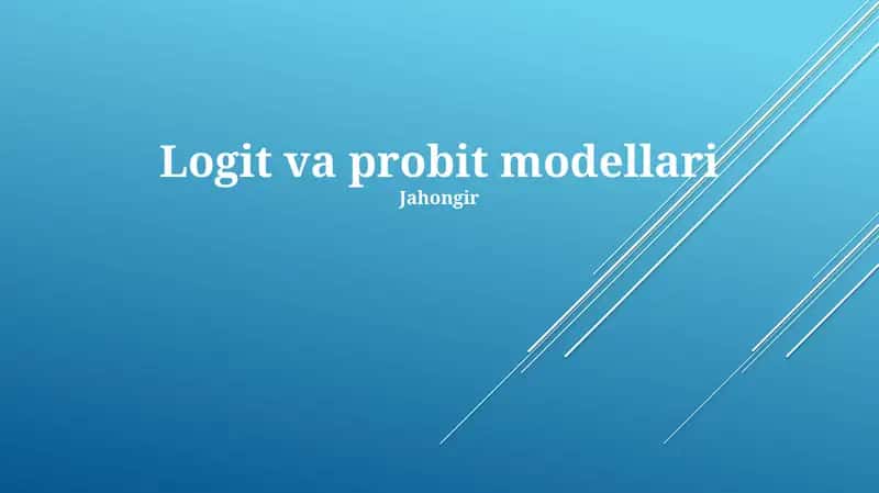 Logit va Probit Modellar 1
