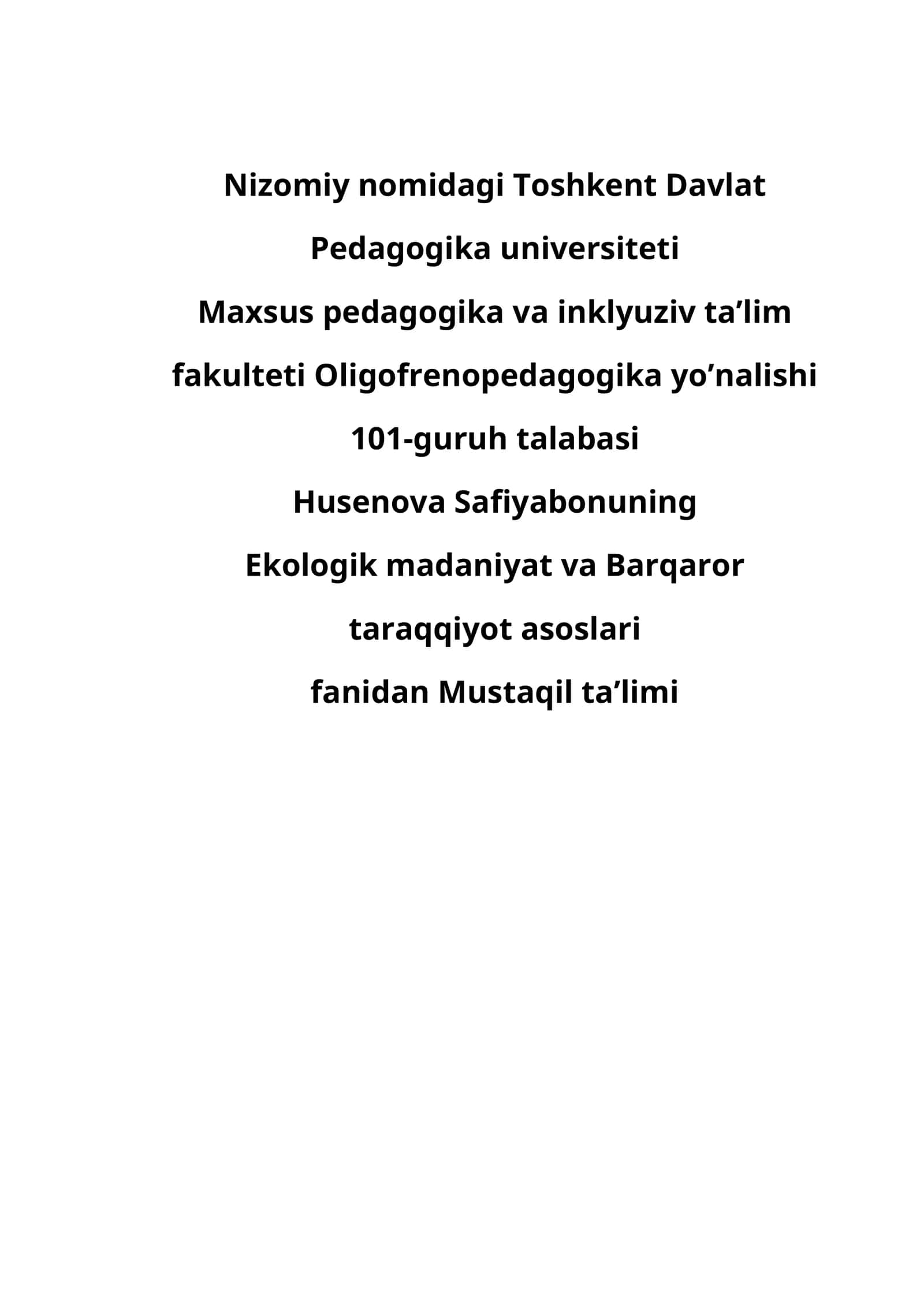 Ekologiya va Atrof Muhit Muhofazasi Fanlari 1