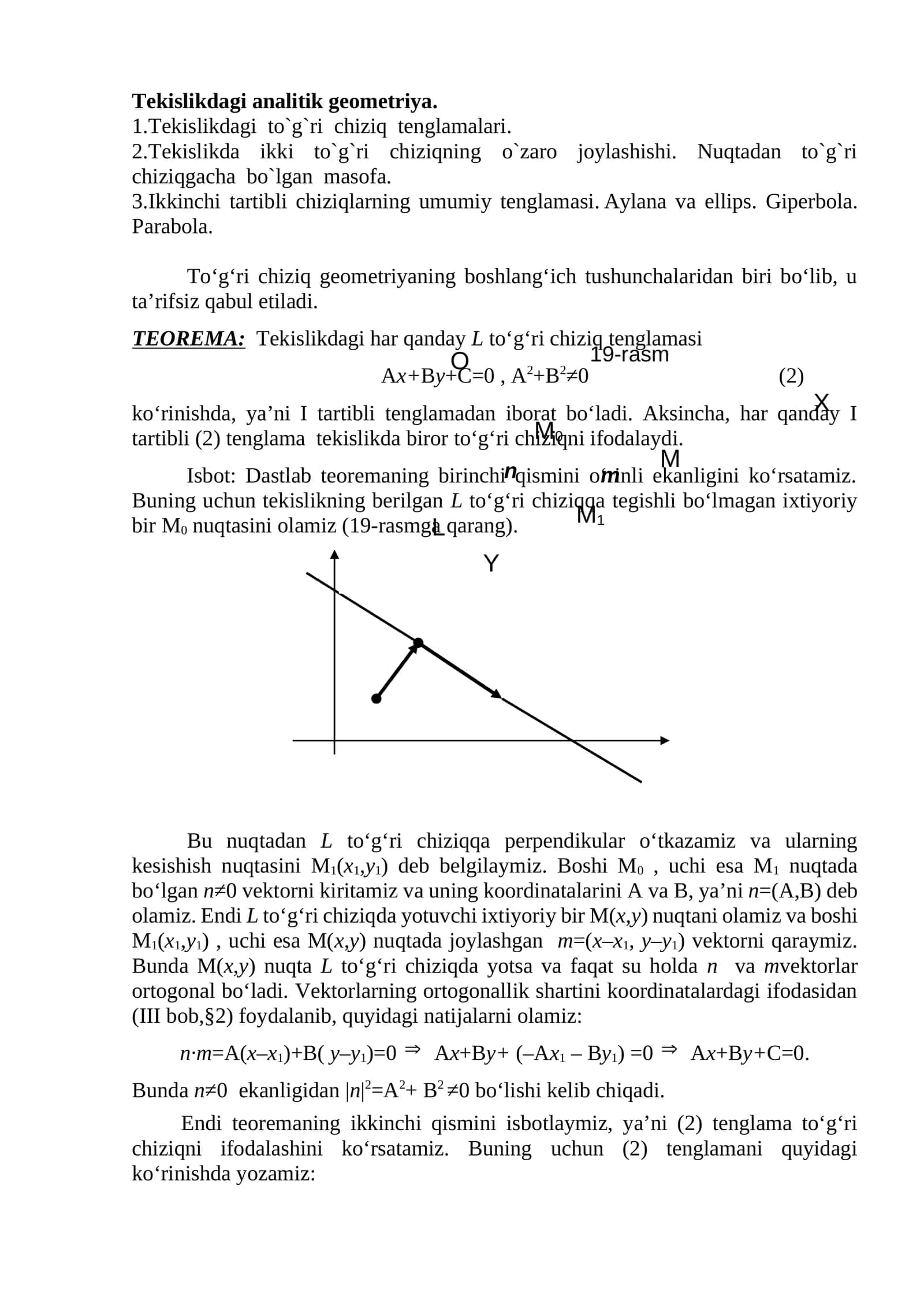 Tekislikdagi analitik geometriya 1
