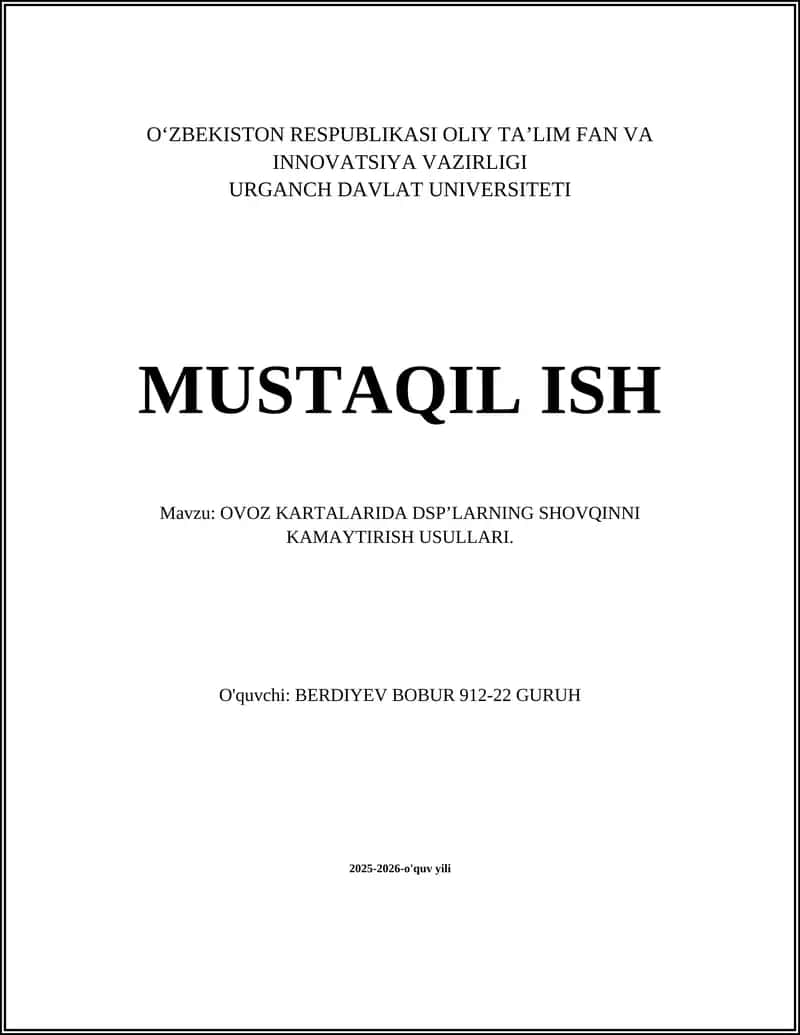 Ovoz kartalarida DSP’larning shovqinni kamaytirish usullari 1