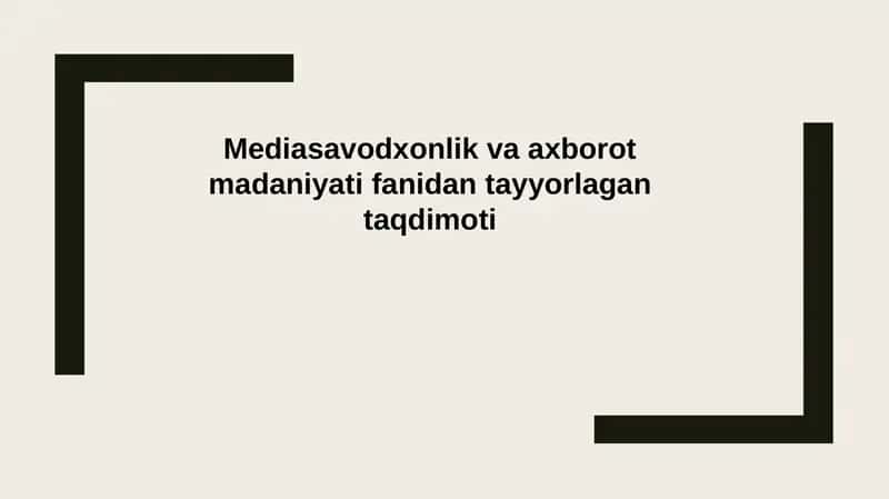 Media madaniyati va innovatsion pedagogik texnologiyalar 1