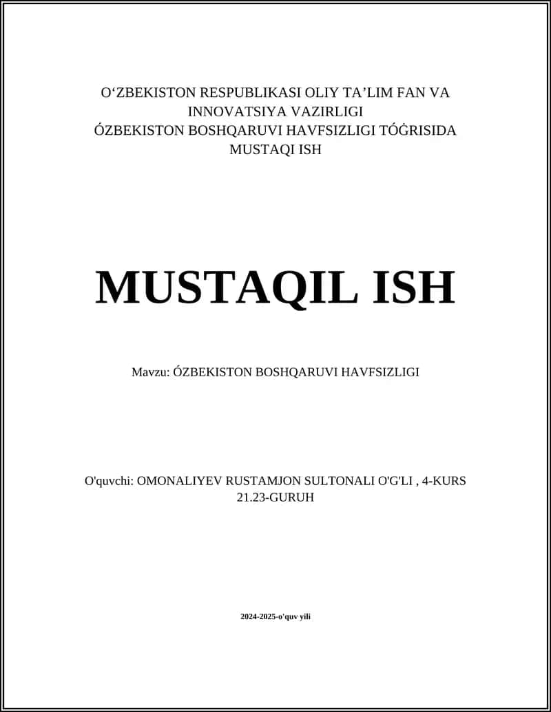 Oʻzbekistonning milliy xavfsizlik siyosati 1