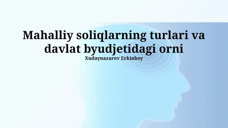 Mahalliy soliqlarning turlari va davlat byudjetidagi orni 1