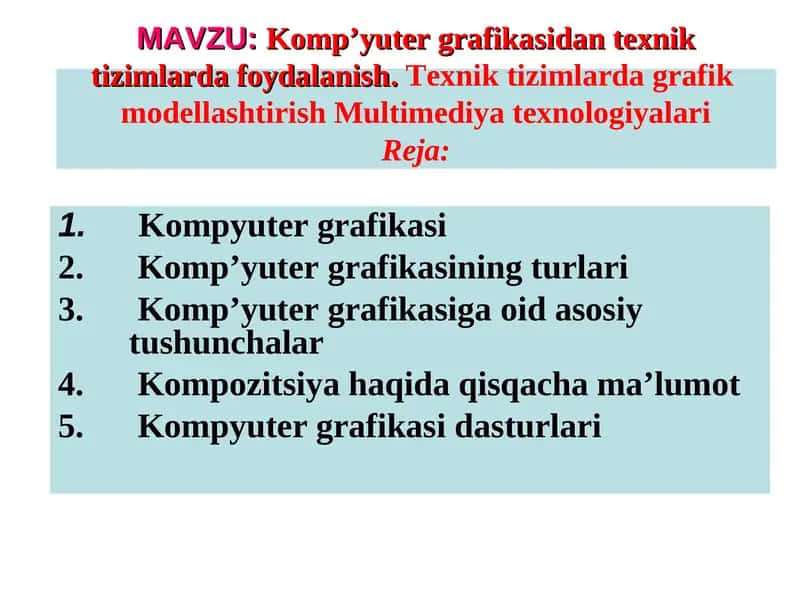 Kompyuter grafikasi 1