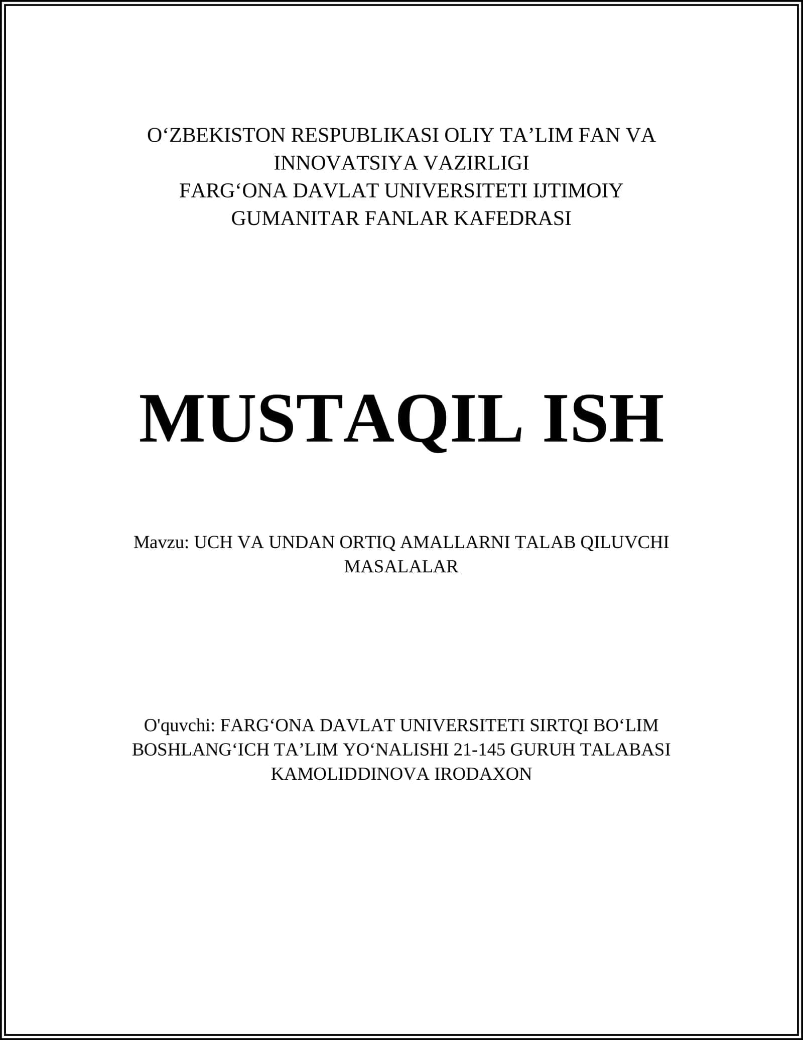 Uch o'lchovli geometrik masalalar 1