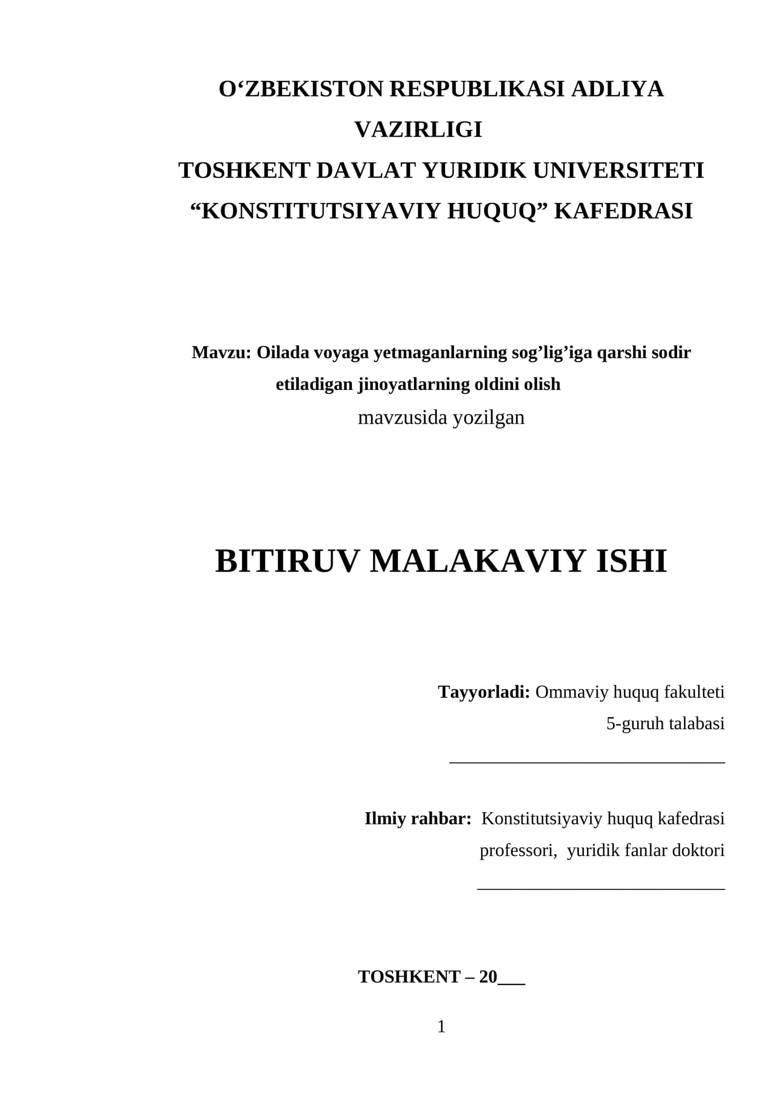 Oilada voyaga yetmaganlarning sog’lig’iga qarshi sodir etiladigan jinoyatlarning oldini olish 1