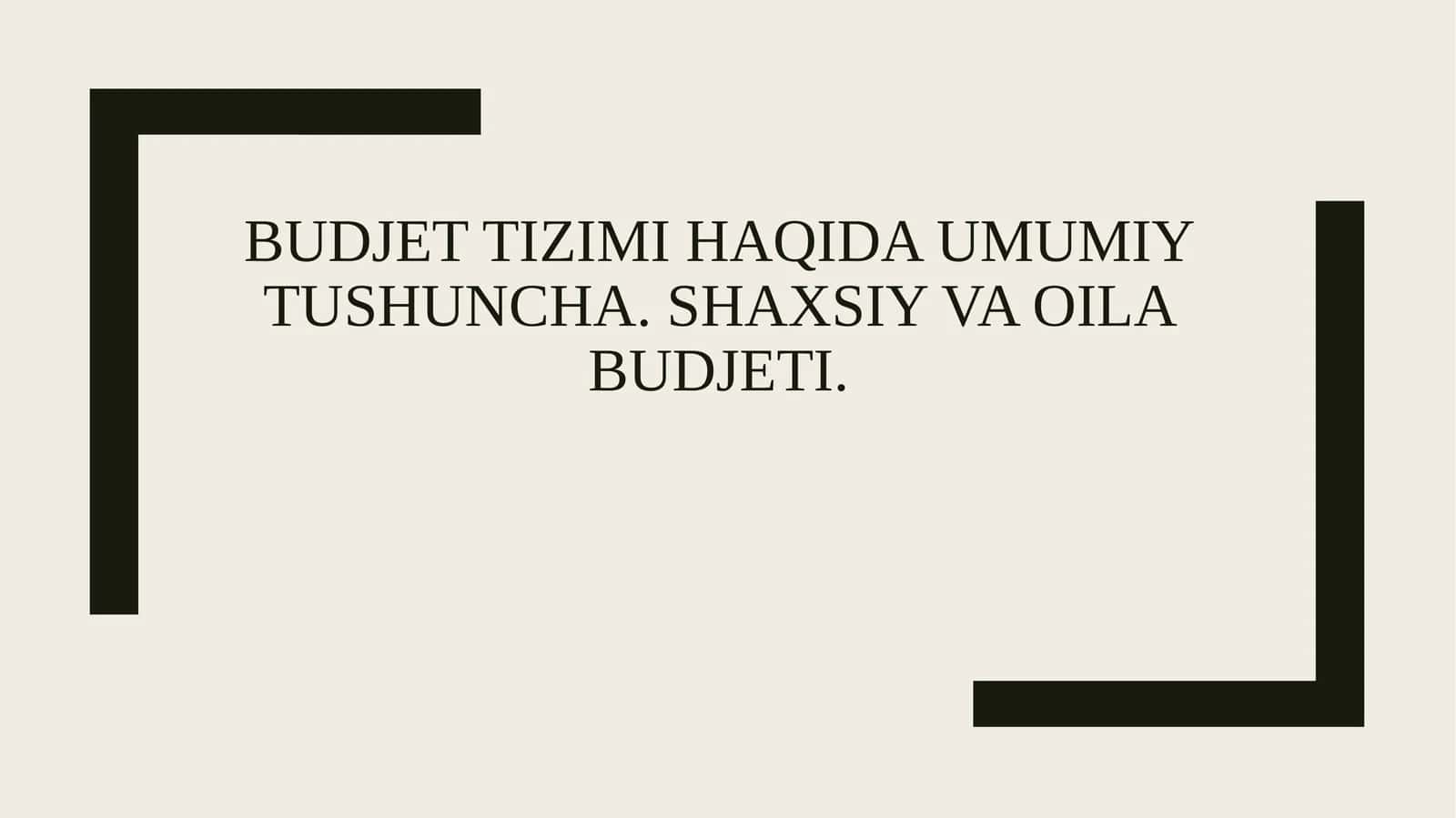 Budjet tushunchasi va tahlili 1
