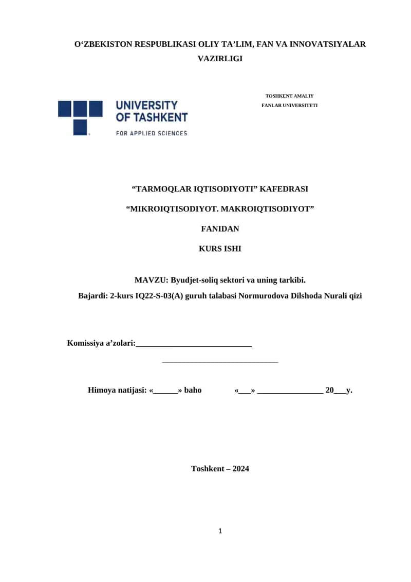 Byudjet-soliq sektori va uning tarkibi 1