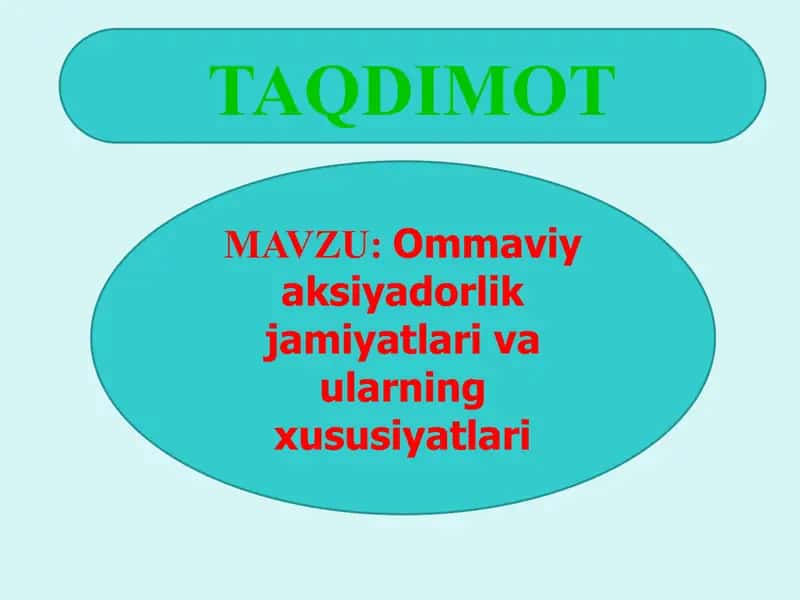 Ommaviy aksiyadorlik jamiyatlari va ularning xususiyatlari 1
