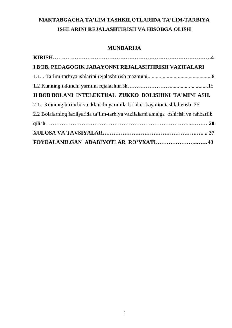 MAKTABGACHA TA’LIM TASHKILOTLARIDA TA’LIM-TARBIYA ISHLARINI REJALASHTIRISH VA HISOBGA OLISH 1
