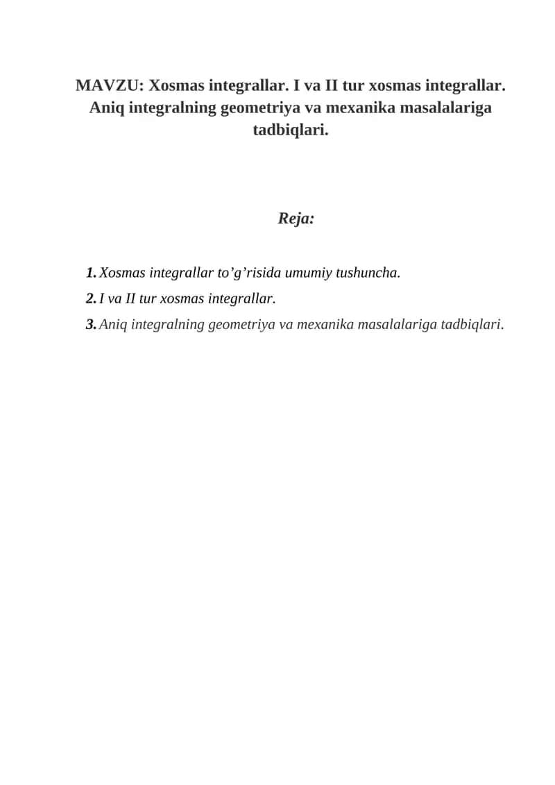 Xosmas integrallar 1