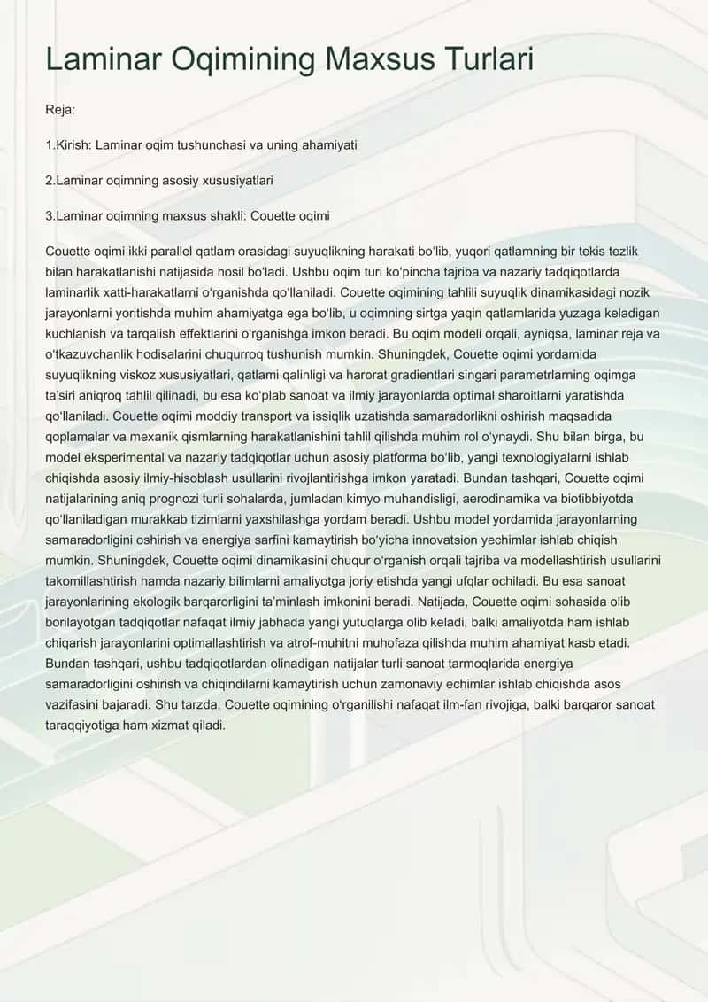 Laminar Oqimining Maxsus Turlari 1